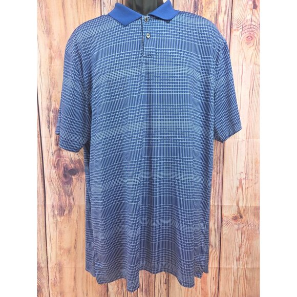 Nike Dri-Fit Mens Blue Polo Shirt Large Short Sleeve Button Collar Lightweight - Picture 1 of 7